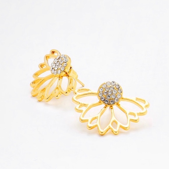 🌟Gold Lotus Flower Earrings by Ocean Dreams🌟 - Picture 3 of 3